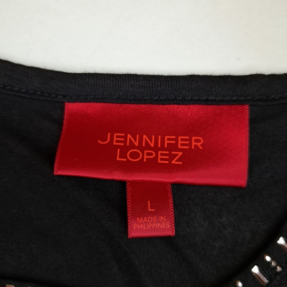 Jennifer Lopez Black Tank Top with Embellished Neckline Women"s L #119 - Picture 3 of 7